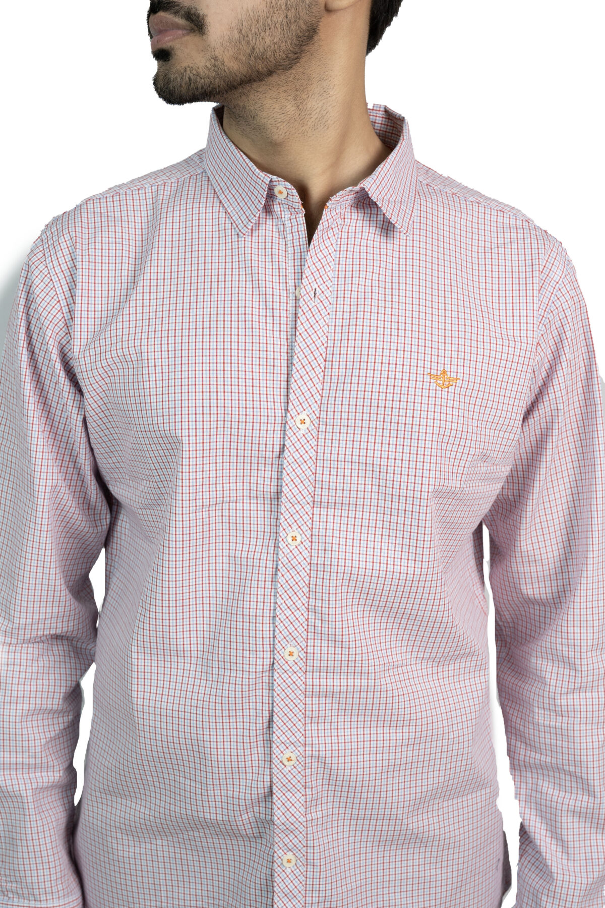 Red & White Small Check Fabric Shirt