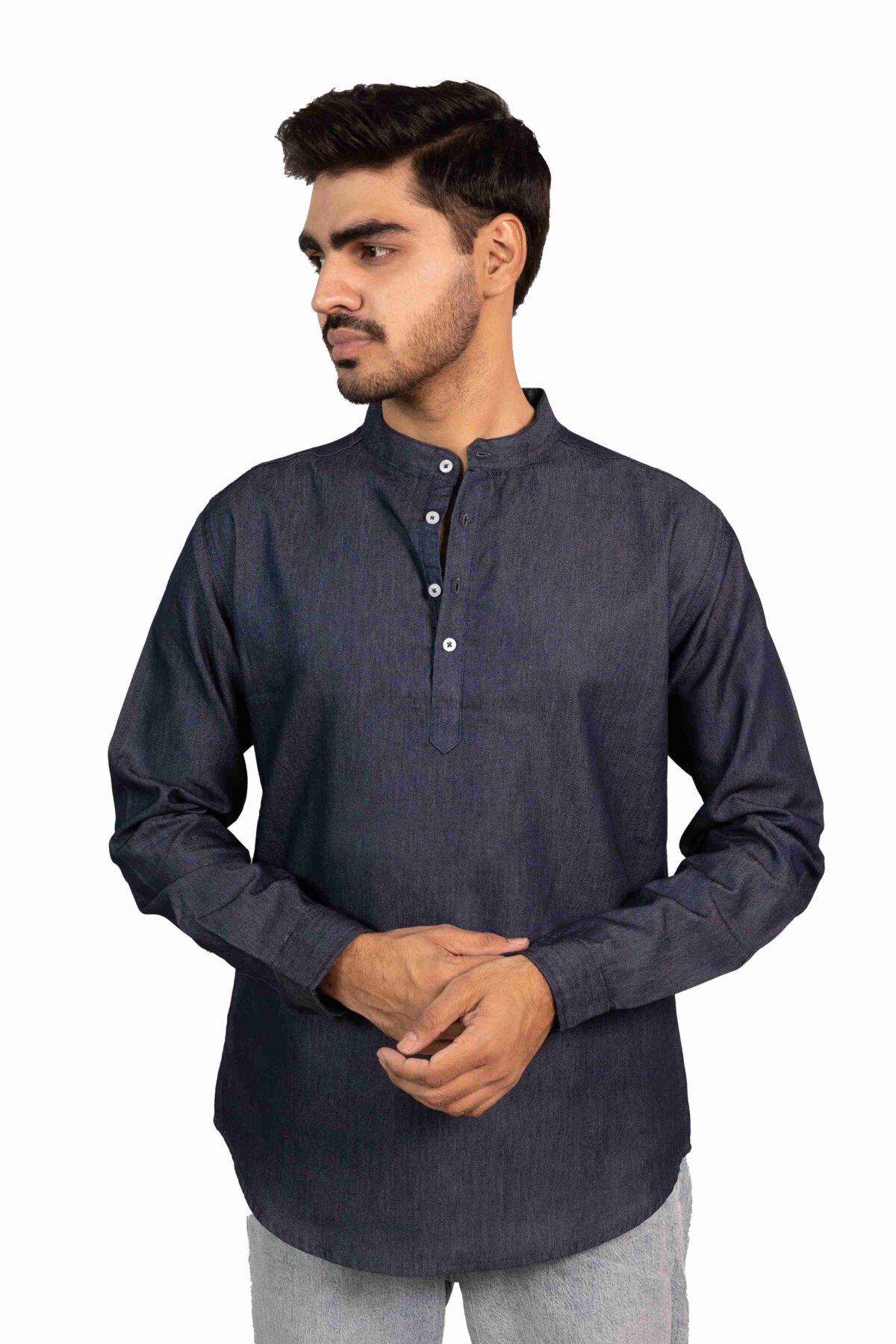 Men's Blue Denim Kurta Shirt