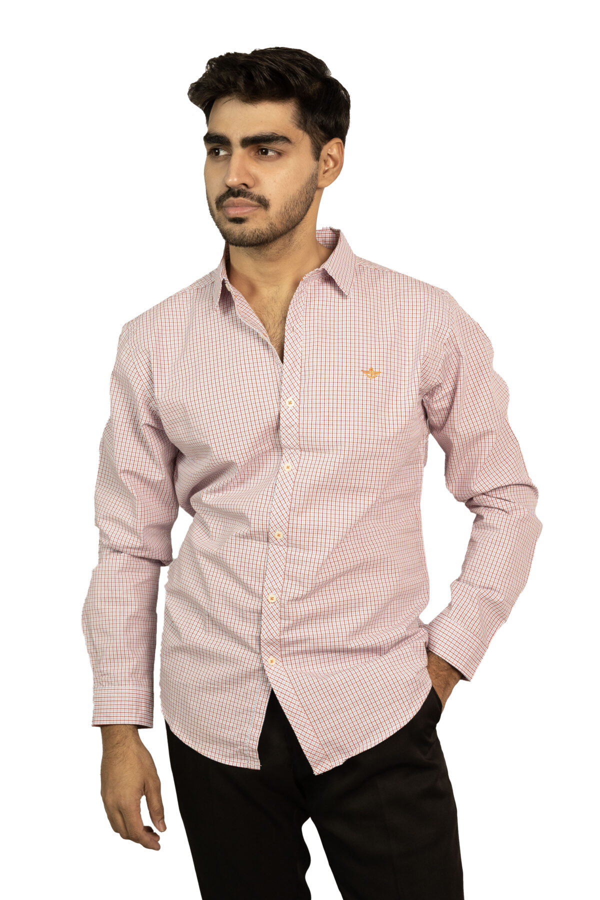 Red & White Small Check Fabric Shirt