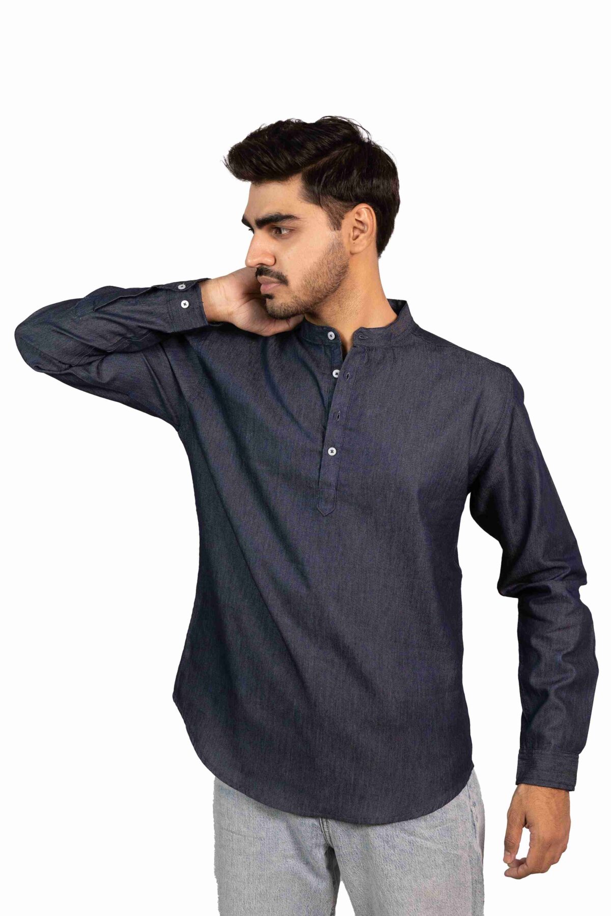 Men's Blue Denim Kurta Shirt