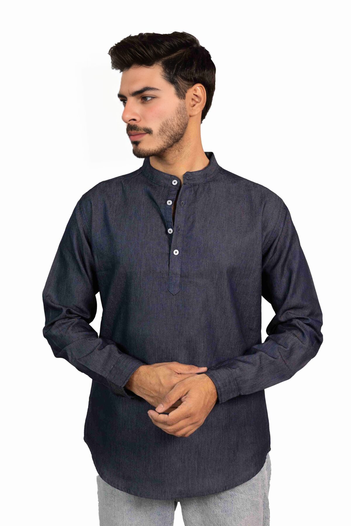 Men's Blue Denim Kurta Shirt